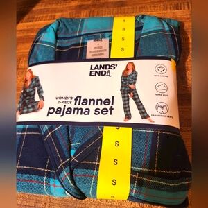 Lands' End Blue and Yellow Flannel Pajama Set